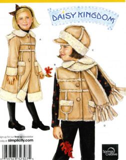 Childs Coat Vest Scarf Hat Sewing Pattern Yoke Hood Fringe Simplicity