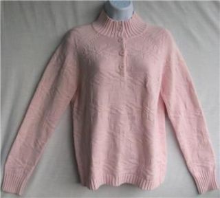 North Crest Cable Knit Sweater 1 3 Button Front Soft Pink NWT SRP $40