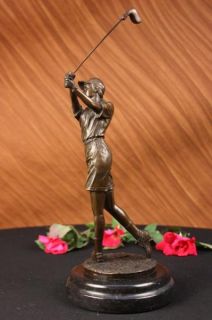 Bronze Statue Vintage Female LPGA Golfer Golf Trophy NR Sculpture