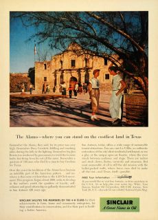 1956 Ad Sinclair Oil 4 H Club Alamo Texas Davy Crockett   ORIGINAL
