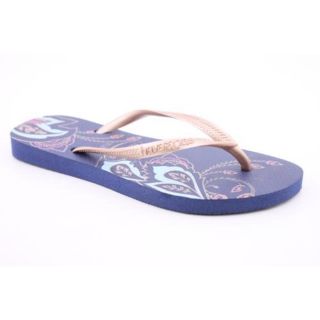 Havaianas Slim Thematic Womens Size 6 Blue Synthetic Flip Flops