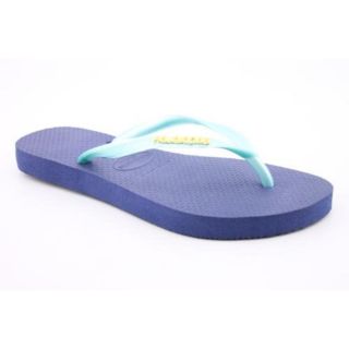 Havaianas Slim Logo Metallic Womens Size 6 Blue Flip Flops Sandals