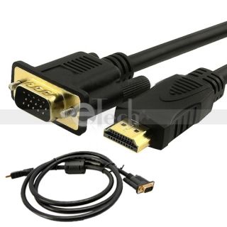 New 1 8M 6ft Gold HDMI Male to VGA Male Cable Cord for Monitor LCD