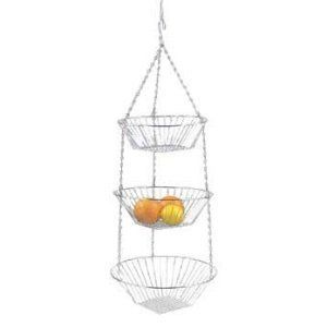 Chrome 3 Tier Wire Hanging Basket Store Fruit Vegetable