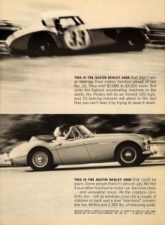 1963 Ad Austin Healey 3000 Racing Sebring British Motor   ORIGINAL