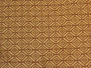 Trueman Mocha Brown Gold Maroon Diamond Pattern Upholstery Fabric BTY