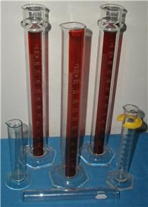 Lot of 5 Graduated Cylinders 250 ml Less Test Tube