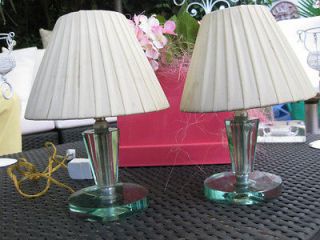 pair table lamps glass green color fontana arte 1950 from
