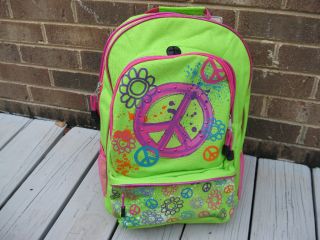 Lime Graffiti Peace Backpack by Three Cheers Book Bag w/ Free Pencil