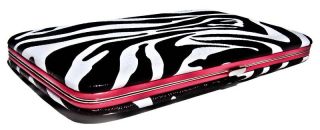 Zebra Print Clutch Hard Case Wallet with Pink Trim