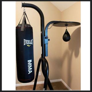  boxing mma 100 lbs 2 station punching heavy bag and speed bag stand