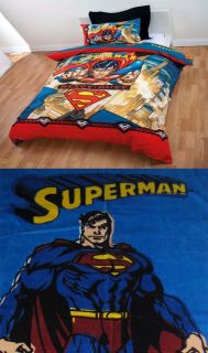 Superman Heavy Duty Queen Bed Quilt Cover Set 1 Free Towel Brand New