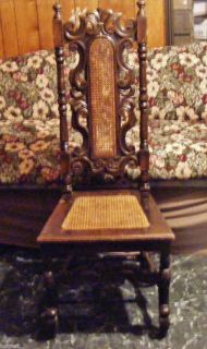 Antique Grand Rapids Chair Company Dining Chair Carved Oak Cane