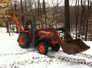 1977 Kubota l225 4x4 compact tractor front end loader and backhoe low