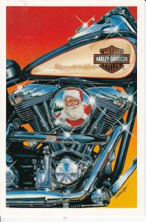 1996 Harley Davidson Santa Claus Christmas Holiday Greeting Card with
