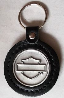 Harley Davidson key chain key ring round Bar shield logo embossed new
