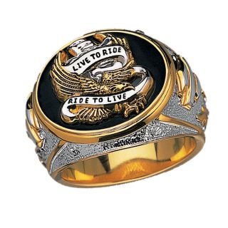 Harley Davidson Mens Silver Live to Ride Ring New