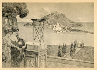 1914 Print Misenum Miseno Frazioni Bacoli Port Maiden Gulf Naples Cape