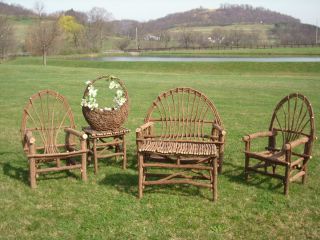 Grapevine Complete Chair Set Outdoor Amish Rustic Log Patio and Porch