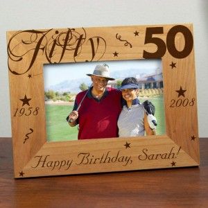Personalized 50th Birthday Picture Frame Engraved Milestone Photo