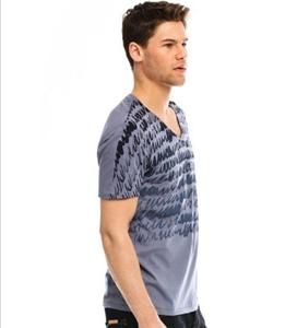  Exchange AX Men Scribble Stripe V neck Graphic Tee T Shirt Top M, L