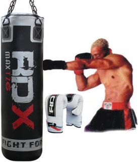 Auth RDX 5ft Heavy Punch Bag Set Boxing Gloves Chains MMA Pad Punching