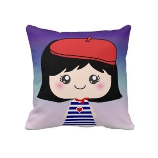 Cute Little French Girl Cartoon cushion Pillows 
