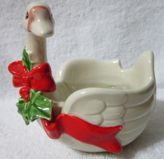Vintage 1982 Fitz Floyd Ceramic Swan or Goose Christmas Candle or Soap