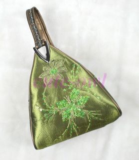 Chinese Handmade Embroidery Handbag Bag Grass Green