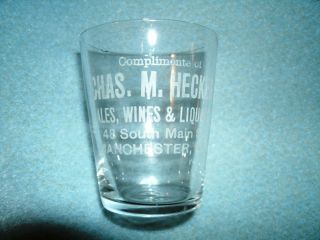  Prohibition Manchester NH Shot Glass Chas M Hecker 48 s Main St