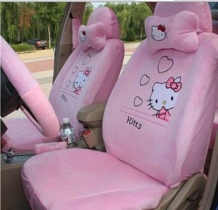 New Hello Kitty Car Auto Seat Front Rear Cover Cushion Heart 18pcs