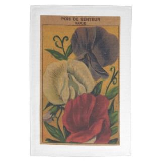 Vintage French Flower Garden Seed Label Towel 