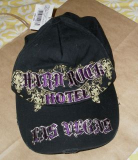 Hard Rock Hotel Las Vegas Black Baseball Cap Hat NWTS Purple Gothic