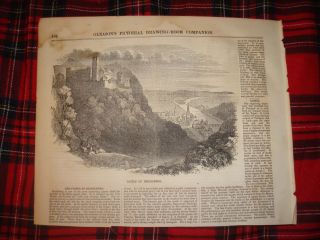 1854 Antique Castle of Heidelberg Germany Print RARE