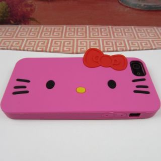 Pink Hello Kitty Rubber Silicone Skin Case Phone Cover for Apple
