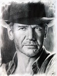 Harrison Ford Sketch Portrait Charcoal Pencil Drawing