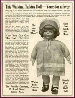 Great 1924 Ad for Priscilla Walking Talking Baby Doll