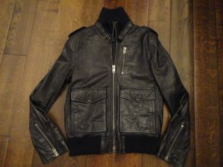 Politix Mens Black Leather Jacket Harry Kewell Size Medium NEW