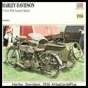 Motorcycle Card 1916 Harley Davidson w Seaman Sidecar