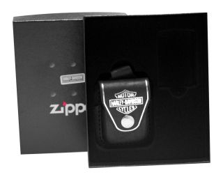Zippo HDP6 Harley Davidson Black Lighter Pouch Gift Set New