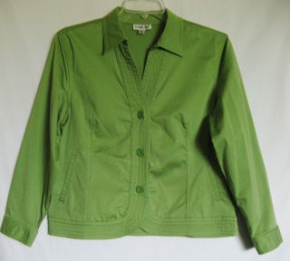 Coldwater Creek Lime Green Semi Fitted Blazer Jacket Shirt Womens Size