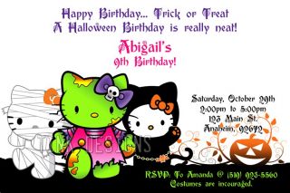 Hello Halloween Kitty Birthday Party Invitations Costume Kids