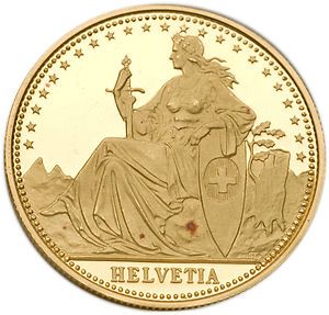 1987 Switzerland Matterhorn (Helvetia) 1/4 oz Gold Proof Coin