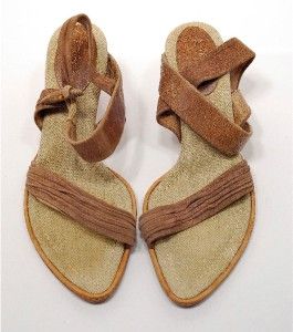 Henry Beguelin Brown Suede Leather Sandals w Frog Button 39 5 US 9 5