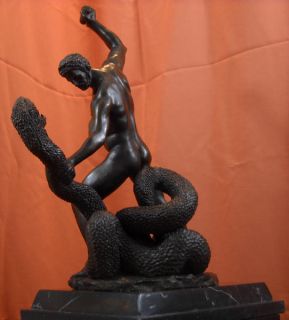Hercules Achelous Serpent Signed Bronze Statue Lernaean Hydra Louvre