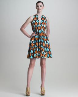 Thakoon Painterly Grid Print Poplin Dress   
