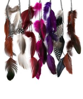Grizzly Feather Chain Hair Extension w Clip on Comb Fun Fashion
