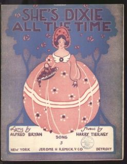 Shes Dixie All The Time 1916 Pretty Girl Sheet Music