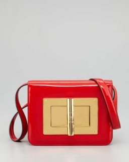 Natalia Medium Coral Red Patent Shoulder Bag