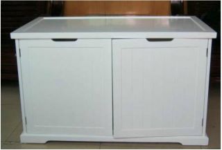 NEW White Cat Washroom Bench Litter Cover Organizer Extra Large 37